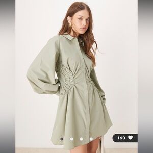 ASOS Mini Shirt Dress with side Ruched Side Panel Size 6 NWT